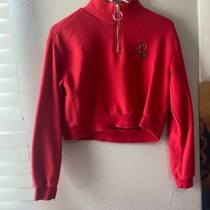 forever 21 red crop sweater